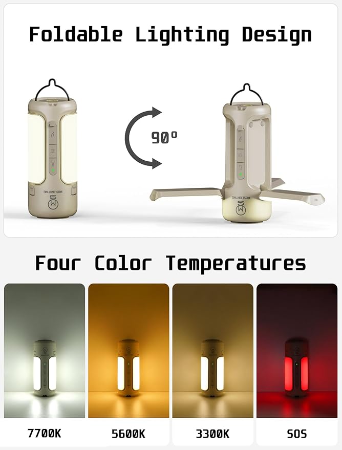 4 in 1 Rechargeable Camping Lantern with Bluetooth Speaker, 10000mAh, Portable LED Flashlight, Folding Lanterns, IP54 Waterproof, 4 Mode Stepless dimming, Power Outage Lantern for Home