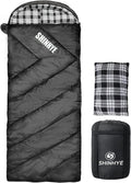 ShinHye 0 Degree Sleeping Bag for Adults - Cotton Flannel 4 Season Cold Weather Winter, XXL Big and Tall Camping Sleeping Bag with Compression Sack