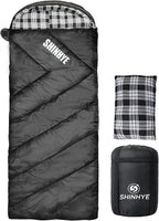 ShinHye 0 Degree Sleeping Bag for Adults - Cotton Flannel 4 Season Cold Weather Winter, XXL Big and Tall Camping Sleeping Bag with Compression Sack