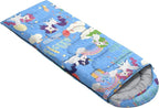 Kids Sleeping Bag for Boys Girls,Cartoon Blue Unicorn Print-Lightweight Warm Portable Outdoor Indoor-Waterproof Cold Weather Resistant Sleeping Bag for Camping Hiking
