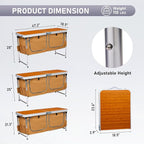VINGLI 4 Ft Folding Table, Aluminum Camping Table, Picnic Table with Storage, Adjustable Height for Outdoor Beach BBQ Backyards Travel Party (Brown)
