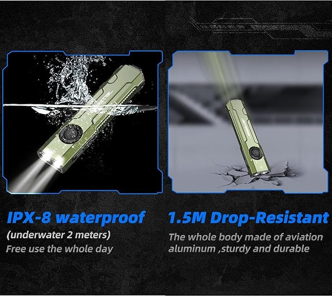 JETBeam E26 3000 Lumens Rechargeable flashlights high lumens,Combines White LED,Green Beam,5 Modes+Flash Light Super Bright Flashlight,Power by Rechargeable Built-in Battery,for camping,Emergency,Work