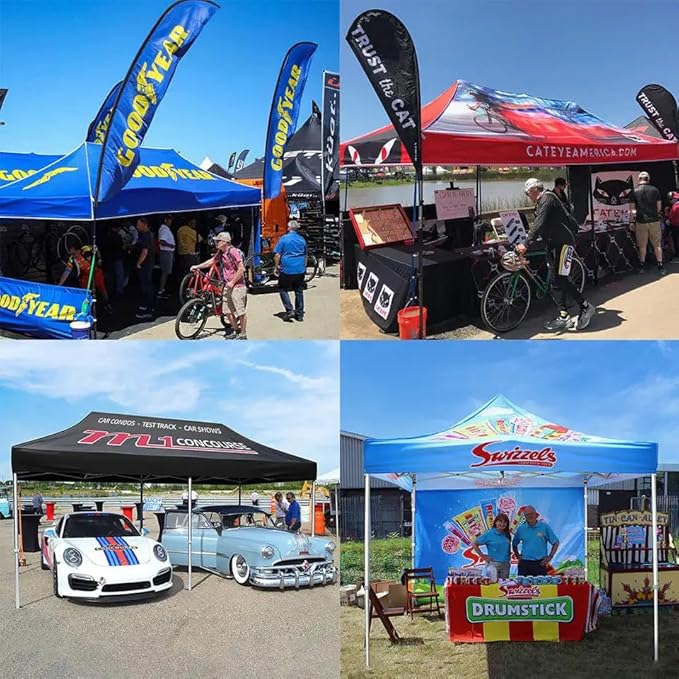 Custom Canopy Tent 10x15 with Logo, Personalized Pop Up Vendor Tent Business Tents for Trade Show Events Advertising, Nano Fabric Water Repellent Heavy Duty