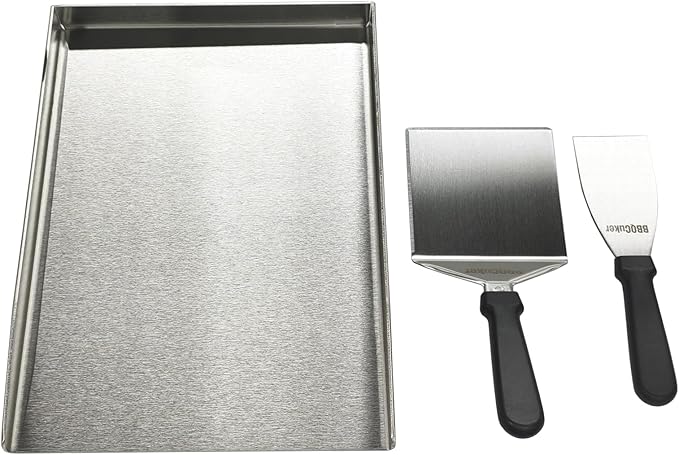 16"×12" Griddle for Gas Grills, Stainless Steel Flat Top Griddle with 2pcs Spatulas for Outdoor Gas & Charcoal Grills, Universal Cooking Plate for Camping Tailgating Parties