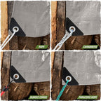 RUGGED RHINO All Weather 100% Waterproof Heavy Duty Tarp, UV Temperature Resistant Tarps, High Durability Multipurpose Cover, for Home Outdoor Winter Snow Clean Up, Camping, 5 Mil, 6x8, 1 Pack, Silver