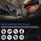 Elastic Headlamp Strap Replacement Headband, fit for Most Headlamps Black Diamond Petzl Princeton Tec Energizer Pelican Silva Fenix Headlamps 1”Width Comfortable Band, Fastening Does Not Fall -2 Pack