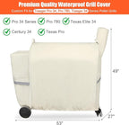 QuliMetal Pellet Grill Cover for Traeger Pro 34/780, Texas Elite 34, Eastwood 34 Series Pellet Grills, Z Grills 700/550/600, 600D Fade Resistant Full Length Grill Cover with Elastic Drawstrings, Beige