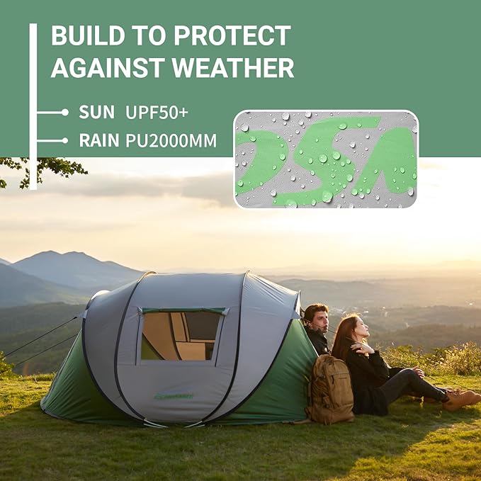 EchoSmile Instant Pop Up Camping Tent, 2/4/6 Person, Easy Setup Tent, Water Resistant Dome, Portable with Carry Bag