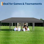 10x30 Pop Up Canopy with 8 SideWalls - Heavy Duty Outdoor Canopy Tent with Portable Roller Bag - 3 Adjustable Height, 4 Weight Bags, 8 Stakes & 6 Guy Ropes Included-Grey