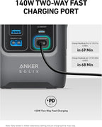 Anker SOLIX C200 DC Power Bank Station, 192Wh Portable Power Station, LiFePO4 Battery, 200W Solar Generator, for Outdoor Camping, Traveling, and Emergencies (No Wall Charger Included)