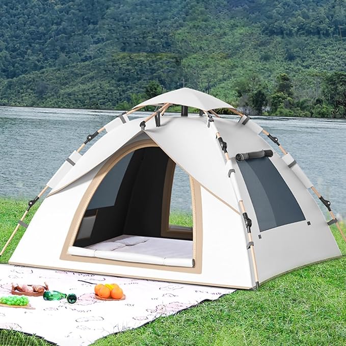 1/2/3 Person Camping Tent, Easy Setup Waterproof Family Dome Tent for Camping, Portable Beach Canopy Tent, Backpacking Tent for Outdoor Camping, Hiking (Color : /Beige, Size : 1 Person)