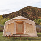 4 Season Inflatable Camping Tent with Separate Living and Sleeping Area,3000mm Waterproof Pop-Up Tent with Pump and Stove Jack Hole,4-6 Person Glamping Tent