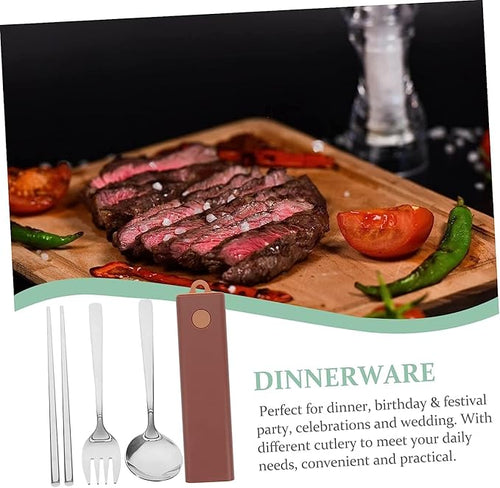 1 Set Set Fork Spoon Chopsticks Stainless Chopsticks Stainless Steel Spoon Stainless Steel Utensils Set Chopstick Holder Spoons and Forks Set Travel Utensils Chopstick Rest