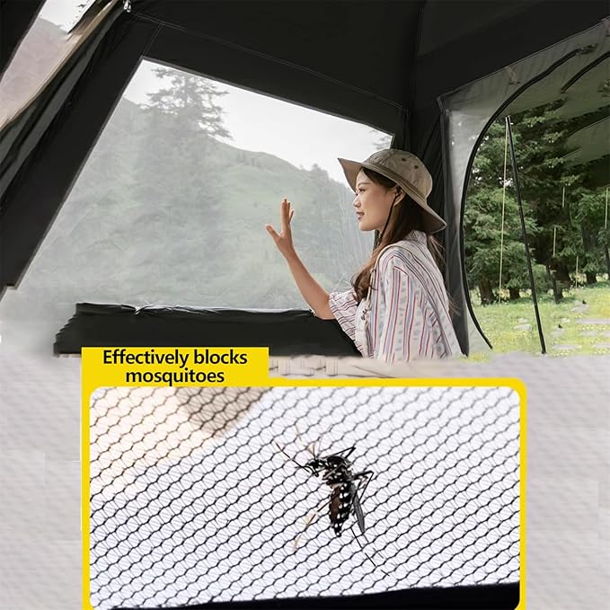 Tents for Camping, Auto One Touch Tent Pop-Up Camping Tent,Weatherproof Backpacking Tent, Easy Setup UV Cut Sun Shelter Tent for Outdoor Family Gathering. 240 * 240 * 155cm Black-Glue