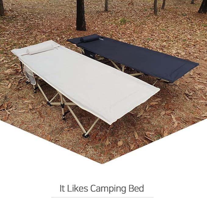 Carbon Steel Camping Cot Waterproof Durable Neck Pillow with Bag 14.3lbs (Ivory)