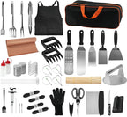150Pcs Griddle Accessories Kit, Flat Top Grill Accessories Set for Blackstone and Camp Chef, Griddle Spatula Set with Metal Spatula, Enlarged Spatulas, Basting Cover for Outdoor Barbecue