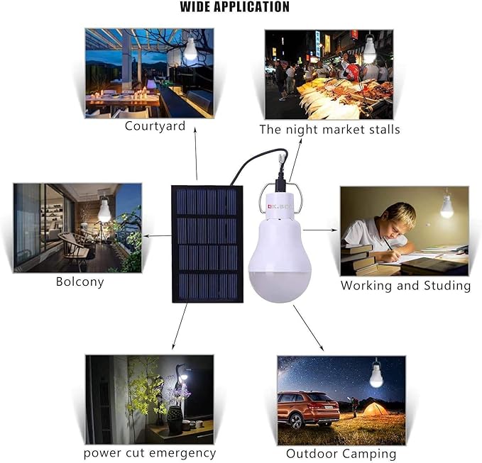 Solar Powered lamp Rechargeable Led Light Bulb for Outdoor Camping Torch Hiking Chicken Coop Pet House Barn Balcony Deck Indoor Night Light Emergency Bulbs Portable Lantern Torch 2 pcs