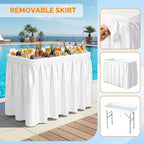 VINGLI 4FT Ice Table, Portasble Cooler Side Table with Removable Skirt, Patio Table, Indoor & Outdoor Bar for Events, Parties and Camping White
