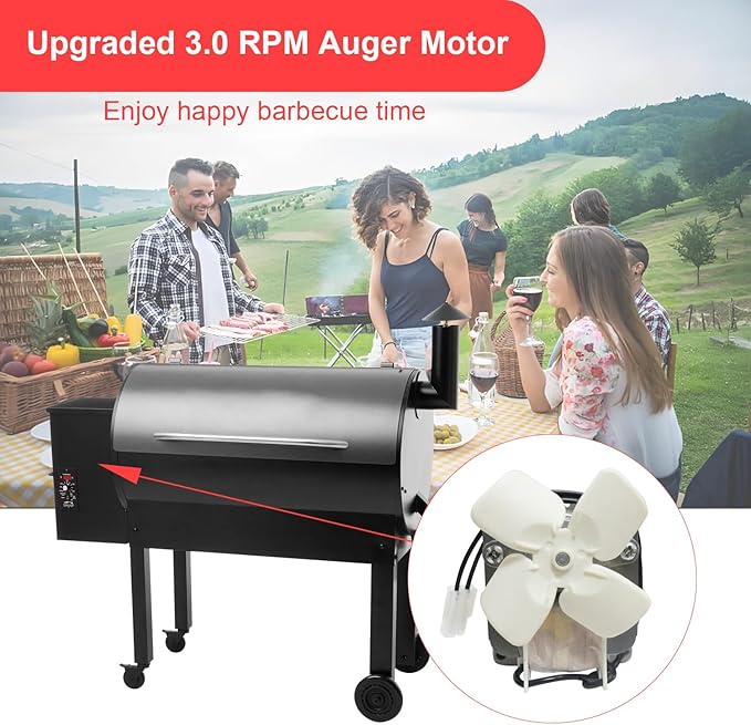 3.0RPM Auger Motor Parts Compatible with Traeger, Pit Boss, Camp Chef Wood Pellet Grills Smokers, Replacement AC120V 60Hz Universal Barbecue Feeding Gear