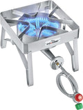 Stainless Steel Burner Propane Stove, 200,000BTU High Pressure Outdoor Propane Burner Cooker, 15.5"Heavy Duty Gas Burners for Outdoor Cooking For Turkey Fry, Seafood Boil, Homebrewing （SS1250）