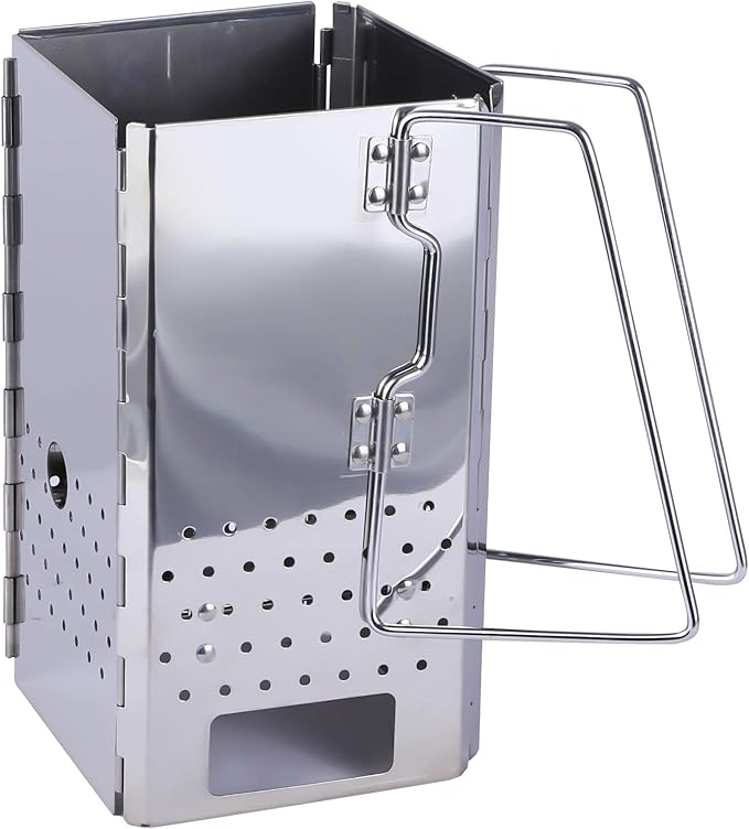 REDCAMP Quick Ignition Foldable Charcoal Chimney Starter, BBQ Charcoal Grill Starter and Wood Stove for Outdoor Lawn, Patio & Camping