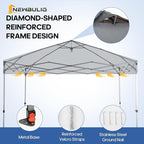 10x10 FT Pop Up Canopy, Easy Up Canopy Tent for Outdoor Patio, Backyard Parties Camping & Beach, Heavy Duty Instant Canopies with 1-Button Setup, 3 Adjustable Heights, UPF 50+ & Wheeled Bag