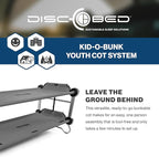 Disc-O-Bed Youth Double Cot Kid-O-Bunk, Modular for Bunk Beds, Dual Cots, or Bench with 2 Carry Bags for Portable Transport