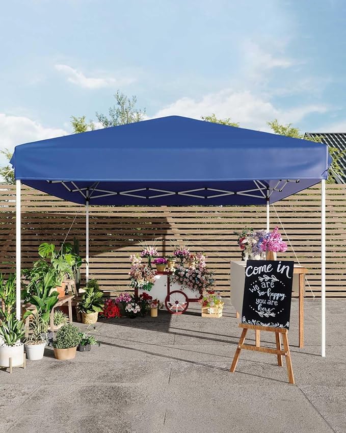 10x10 Pop Up Canopy Tent, Instant Outdoor Canopy with 3 Adjustable Heights, Includes 4 Sandbags & Carry Bag, UV Protection & Waterproof for Parties, Camping, Beach