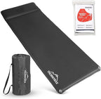 Throntrax Camping Sleeping Pad - Ultralight Camping Mat with Pillow Built-in - 3.1" Thick | Self-Inflating & Suitable for All Seasons - Compact Sleeping Pad for Camping - Grey