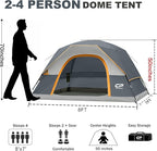 Tents for Camping 4 Person Tent Waterproof Windproof Double Layer Camping Tent, Easy Setup Dome Tent with Large Mesh Windows & Wider Door for Outdoor Camping & Hiking