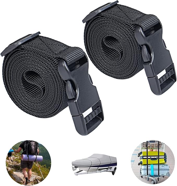 Premium Utility Straps with Quick Release Buckle Adjustable Short Nylon Tie Down Straps for Backpack Lashings Camping Gear Sleeping Bag Mattress Conveyor Belt Luggage