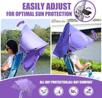 XL Universal Beach Chair Umbrella Canopy, UPF 50+ Chair Sun Shade Attachment with Adjustable Clamp for Camping, Lawn, Wheelchair, Tanning, Zero Gravity, Lounge, Fishing, Outdoor Chairs, Oversized