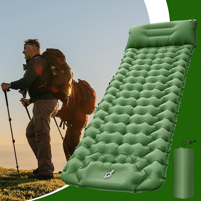 Compact Camping Sleep Pad - Self-Inflating Air Mattress for Backpacking, Hiking Trips, Portable Waterproof 40D Nylon TPU Bed Mat Outdoor Gear