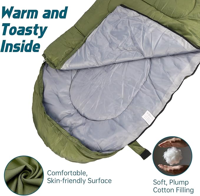 3-Piece Camping Sleep System with Self Inflating Sleeping Pad, Waterproof Tarp & Sleeping Bag, Built-in Pump 3.2" Thick Tent Mattress, R-Value 9.5 All-Season Gear for Backpacking