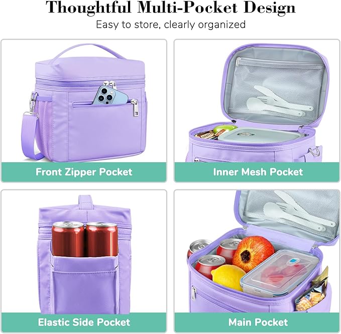 DALINDA Lunch Bag Cooler Bag Lunch Box for Women Men, Insulated Leak Proof LunchBox Lightweight for Picnic,Grocery,Beach,Camping,Travel,Work