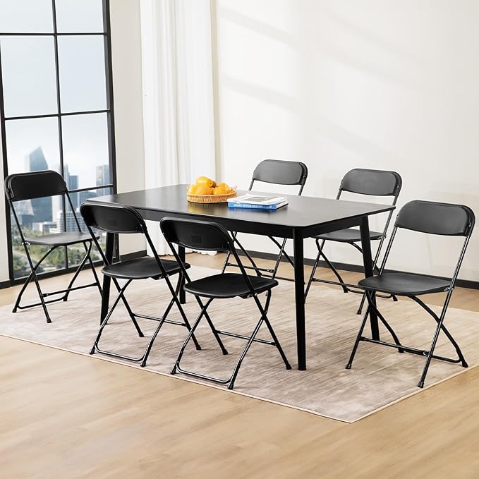 DUMOS Folding Chairs Sets of 20, 330lbs Capacity Plastic Stackable Home Office Chair, Portable Fold Up for Indoor Outdoor, Patio, Camping, Garden, Party (Black)