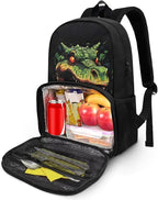 Crocodile Print Meal Bag Backpack Kids Backpacks with Lunch Compartment Meal Bag Large Bookbag Insulated Cooler Backpack Lunch Box Nurse Work Backpacks for Travel Casual