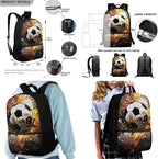 Rnyleeg Soccer Backpack for Boys 5-6 Novelty Kids Backpack with Lunch Box Large Capacity School Bag Set of 3 for Primary Students Back to School Supplies