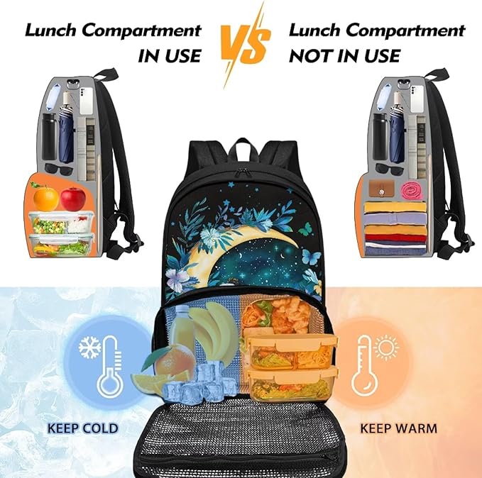 Panda Butterfly Moon Hiking Picnic Cooler Backpack for Teens Men Women lementary Students Knapsack Primary Middle High School Bookbag Outdoor Laptop Bag All In One Backpack Meal Bag