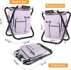 Kikerike Backpack Stool Cooler Chair Heavy Duty 300 LBS Max Load Portable Lightweight Stool Backpack Folding Fishing Cooler Seat for Camping Hunting Fishing - Pale Amethyst
