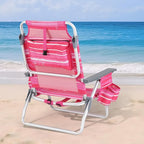 Tangkula Set of 4 Backpack Beach Chair, 5-Position Lay Flat Beach Chairs with Cooler Bag, 2 Cup Holders, Towel Bar, Lightweight Low Folding Beach Chair with Backpack Straps