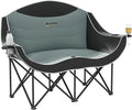 Outsunny Double Camping Chair for Adults, Padded Folding Camp Chair for 2 Person with Armrest, Wine Glass Holder, Cup Holder, Carry Bag for Outdoor Sports, Picnics, Supports up to 552 lbs.