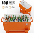 VINGLI 80 Quart Rolling Ice Chest, Portable Patio Party Bar Drink Cooler Cart, with Shelf, Beverage Pool with Bottle Opener