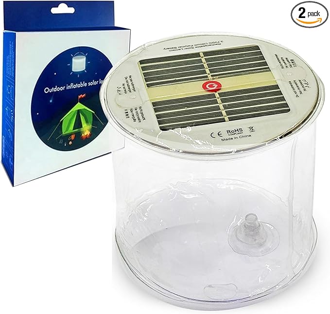 ByteX Solar Rechargeable Inflatable LED Lanterns 90 Lumens, Waterproof, USB Charging, Ideal for Camping, Backpacking, Emergencies, Lightweight, Portable, Durable Lanterns for Outdoor Adventures (2)