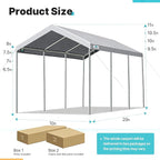 ADVANCE OUTDOOR 10x20 ft Heavy Duty Carport Potable Car Canopy Garage Party Tent Boat Shelter, Adjustable Height from 9.5 ft to 11 ft - Gray