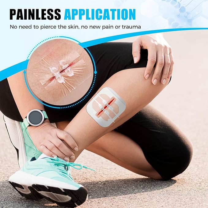 Sutures Butterfly Bandaids - 4 Pcs Laceration Closure Kit - Surgical Laceration Repair Without Sew - Quick Clot -Emergency Wound Closures Device (PU)