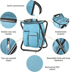 Kikerike Backpack Stool Cooler Chair Heavy Duty 300 LBS Max Load Portable Lightweight Folding Fishing Cooler for Camping Hunting Fishing - Sky Blue