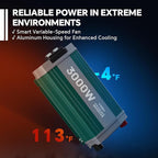 3000W Pure Sine Wave Inverter with ATS Mode, 12V DC to AC 120V Converter for Off-Grid System, RV, Truck, Camping, Peak 6000W