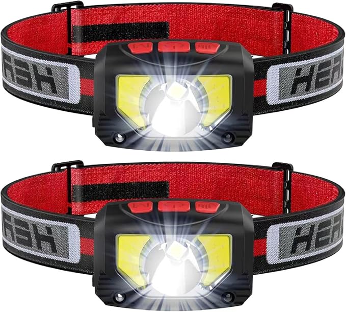 Rechargeable LED Headlamp Flashlight, 2-Pack 1000 Lumen Super Bright Motion Sensor Head Lamp, IPX5 Waterproof, Bright White Cree Led & Red Light Perfect for Running, Camping, Hiking & More