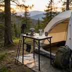 Mini Folding Camping Table - 2ft Lightweight Adjustable Height with Carry Handle, Anti-Stain Desktop for Outdoor Glamping/Picnic/Patio & Indoor Decor (24" L×16" W)